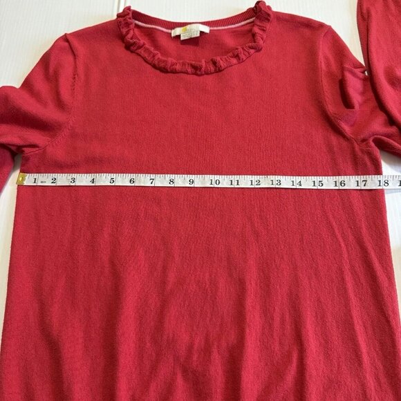 Boden Bernadette Wool Cotton Ruffle Neck Sleeves Red Sweater Size 8 - Picture 9 of 15